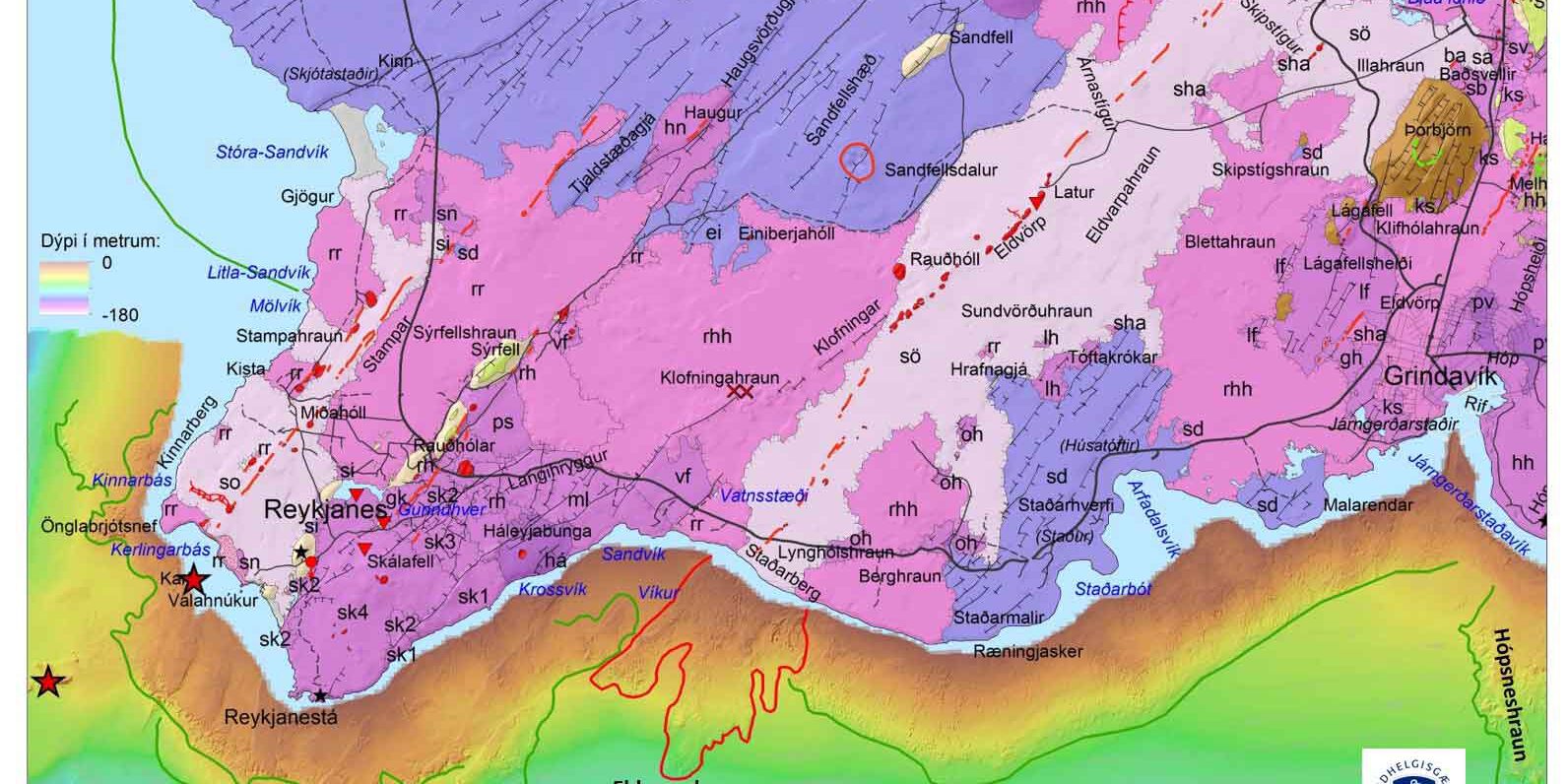 Grindavik carta geologica geostru iceland