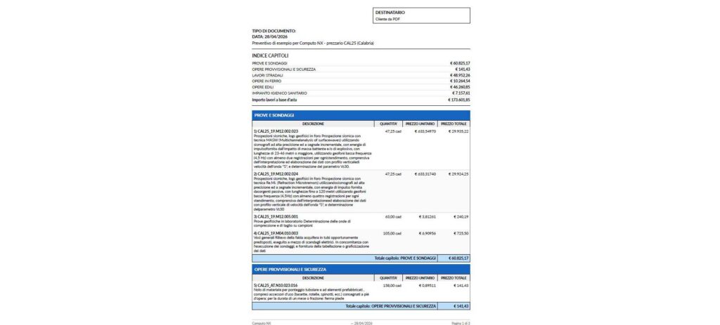 Computo metrico con AI computo nx geostru export pdf