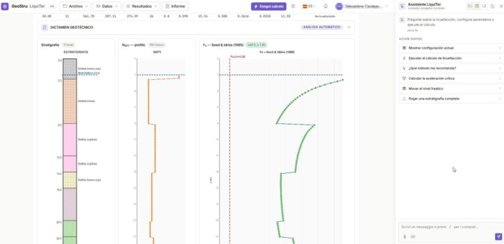 análisis de licuefacción con IA LIQUITER NX geostru