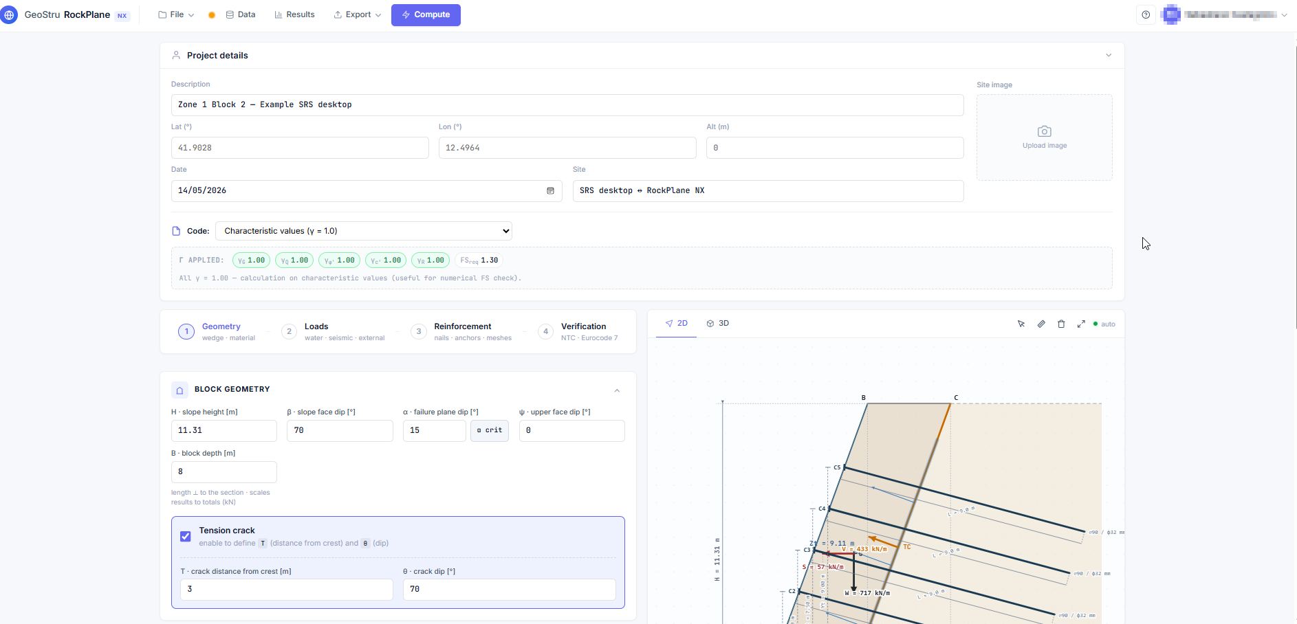 rockplane nx geostru main menu Consolidamento di blocchi rocciosi rockplane nx geostru